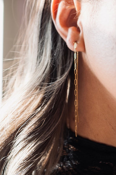 Dainty Paperclip Threader Earrings